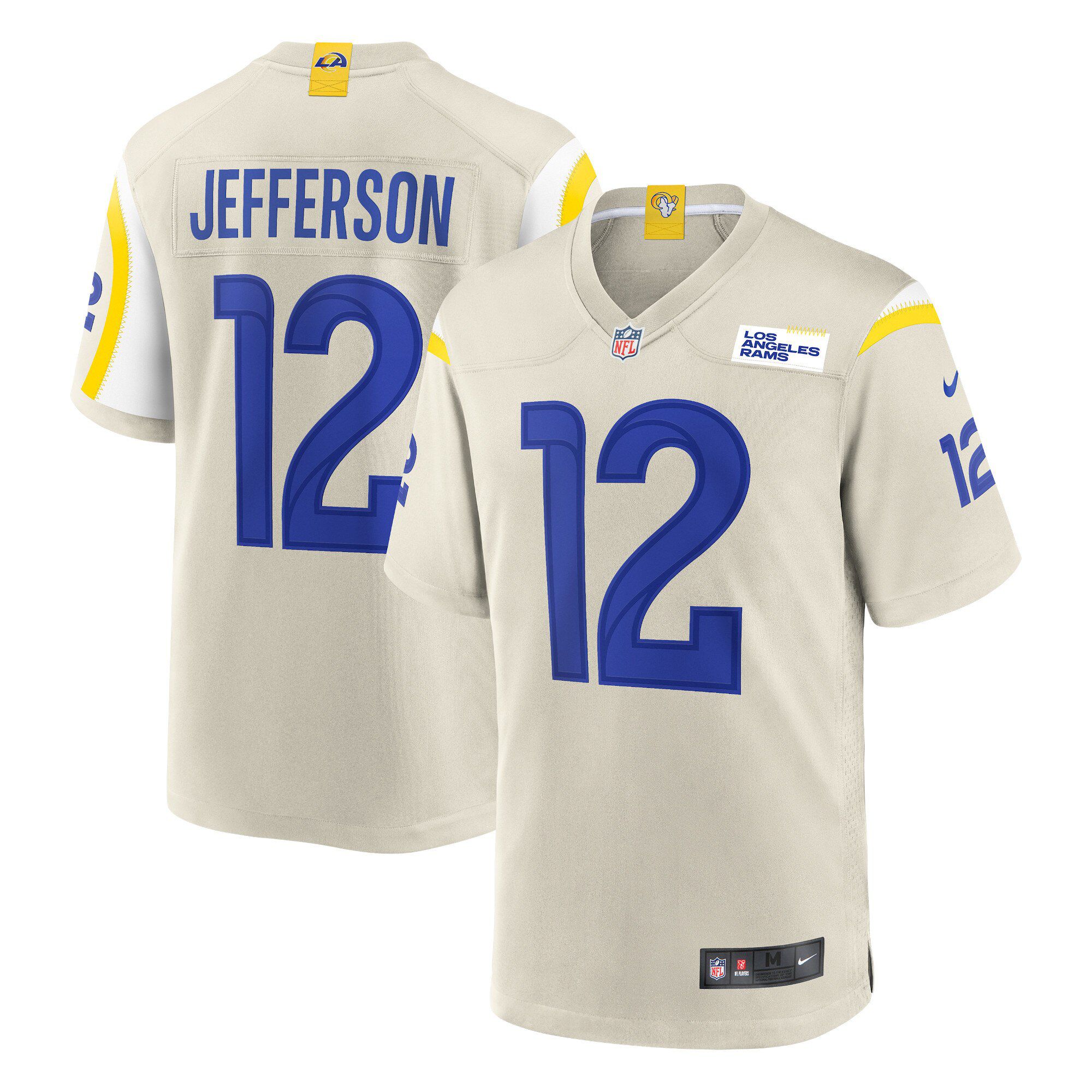 Men Los Angeles Rams 12 Van Jefferson Nike Cream Game NFL Jersey